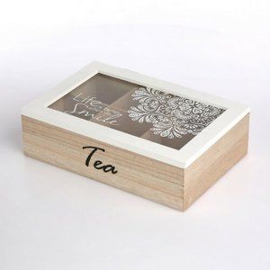 Altom Drevená kazeta na čaj so skleneným vekom 24 x 16 x 7 cm