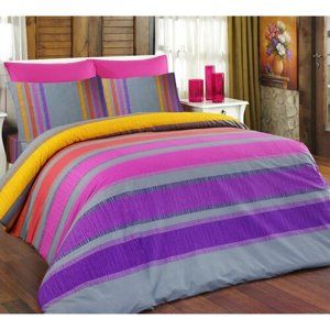 Bedtex obliečky ELLE fialové bavlna, 140 x 220 cm, 70 x 90 cm