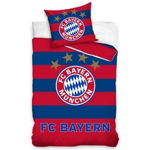 Carobtex Bavlnené obliečky FC Bayern Mnichov Stripes, 140 x 200 cm, 70 x 80 cm