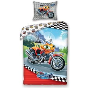 Halantex Detské bavlnené obliečky Fast Wheel Club moto, 140 x 200, 70 x 90 cm