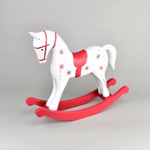 Drevená dekorácia Hojdacia kôň 26,5 x 23 cm, červená
