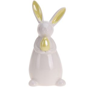 Veľkonočný porcelánový zajačik s vajíčkom žltá, 19 cm 