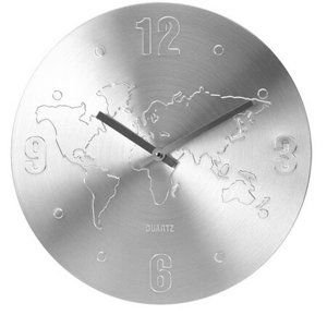 Nástenné hodiny World strieborná, 35 cm