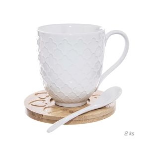 Orion Sada porcelánovej šálky s podšálkou a lyžičkou Bambu, 2 ks