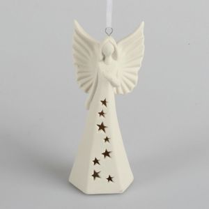 Porcelánový anjel s LED osvetlením Devecia, 25 cm