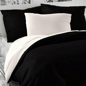 Kvalitex Saténové obliečky Luxury Collection čierna / biela, 140 x 200 cm, 70 x 90 cm