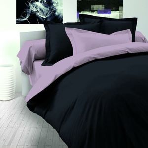 Kvalitex Saténové obliečky Luxury Collection čierna / svetlo fialová, 200 x 200 cm, 2 ks 70 x 90 cm