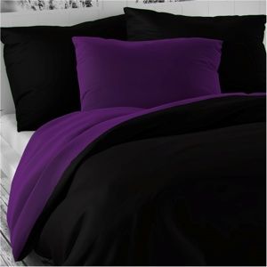 Kvalitex Saténové obliečky Luxury Collection čierna / tmavo fialová, 200 x 200 cm, 2 ks 70 x 90 cm