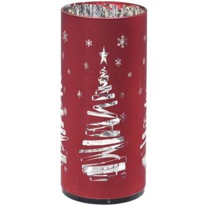 Vianočná LED dekorácia Cylinder with tree červená, 7 x 15 cm