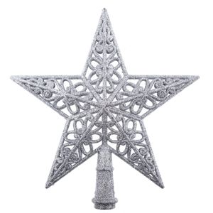 Vianočná hviezda na stromček Shiny strieborná, 20 x 20  x 3 cm