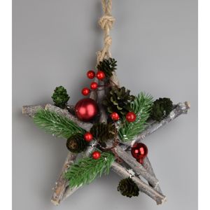 Vianočná závesná hviezda Green pine, 20 cm