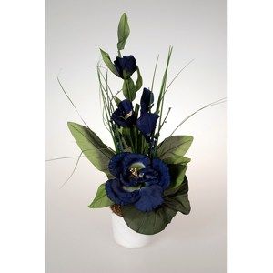Aranžmá Ruže v kvetináči modrá, 50 cm
