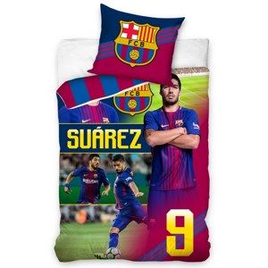 CarboTex Bavlnené obliečky FC Barcelona Suárez, 140 x 200 cm, 70 x 80 cm