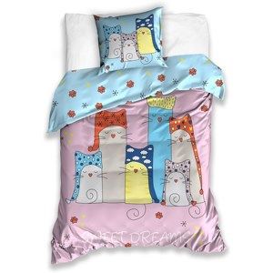 BedTex Bavlnené obliečky Mačky Sweet Dreams, 140 x 200 cm, 70 x 90 cm