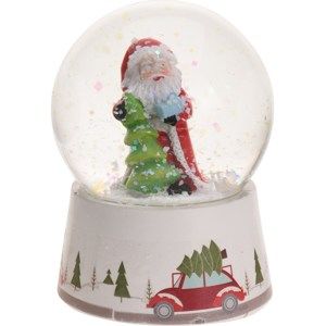Vianočné snežítko Santa with Tree, 8,5 cm