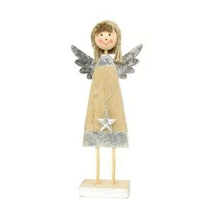 Autronic Vianočný drevený anjel Beatrice, 21 cm, ZA8605, 21 cm