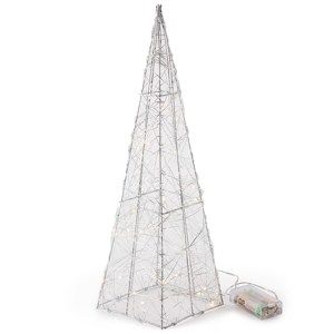 Vianočný drôtený ihlan Ostia strieborná, 30 LED
